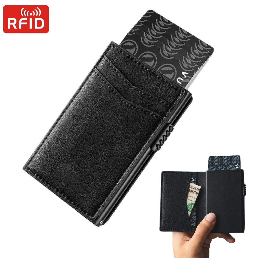 Card Top Loader - Carteira minimalista masculina de luxo titular